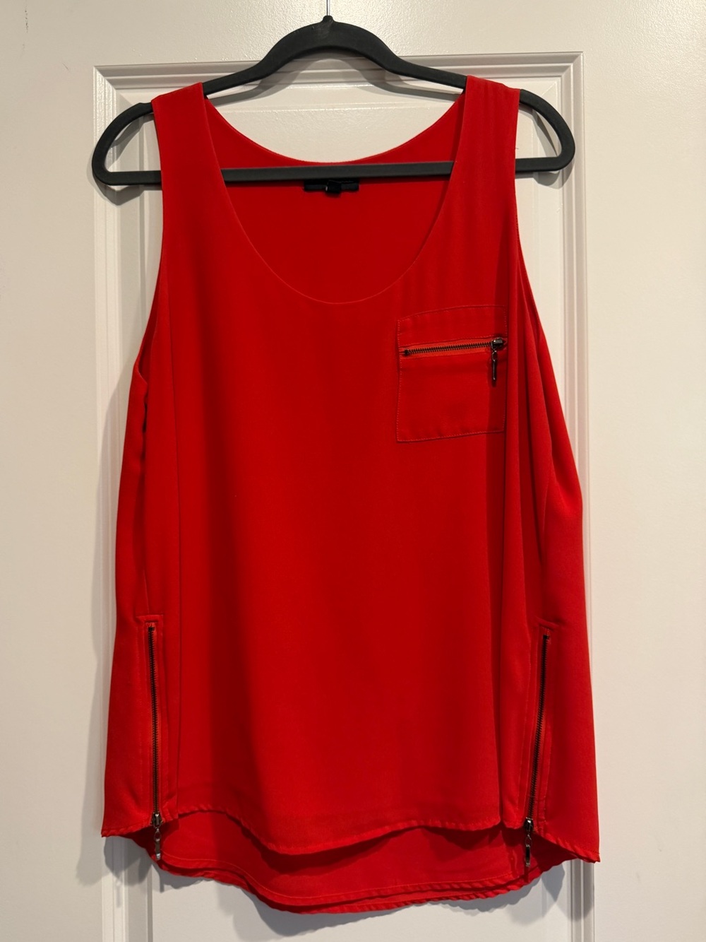 My Michelle Red Sleeveless Zip-Accent Tank Top